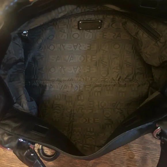 Salvatore Ferragamo Gancini Black Leather Shoulder Bag - Picture 15 of 17